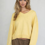 Chloe Cozy V-Neck Sweater in Pink