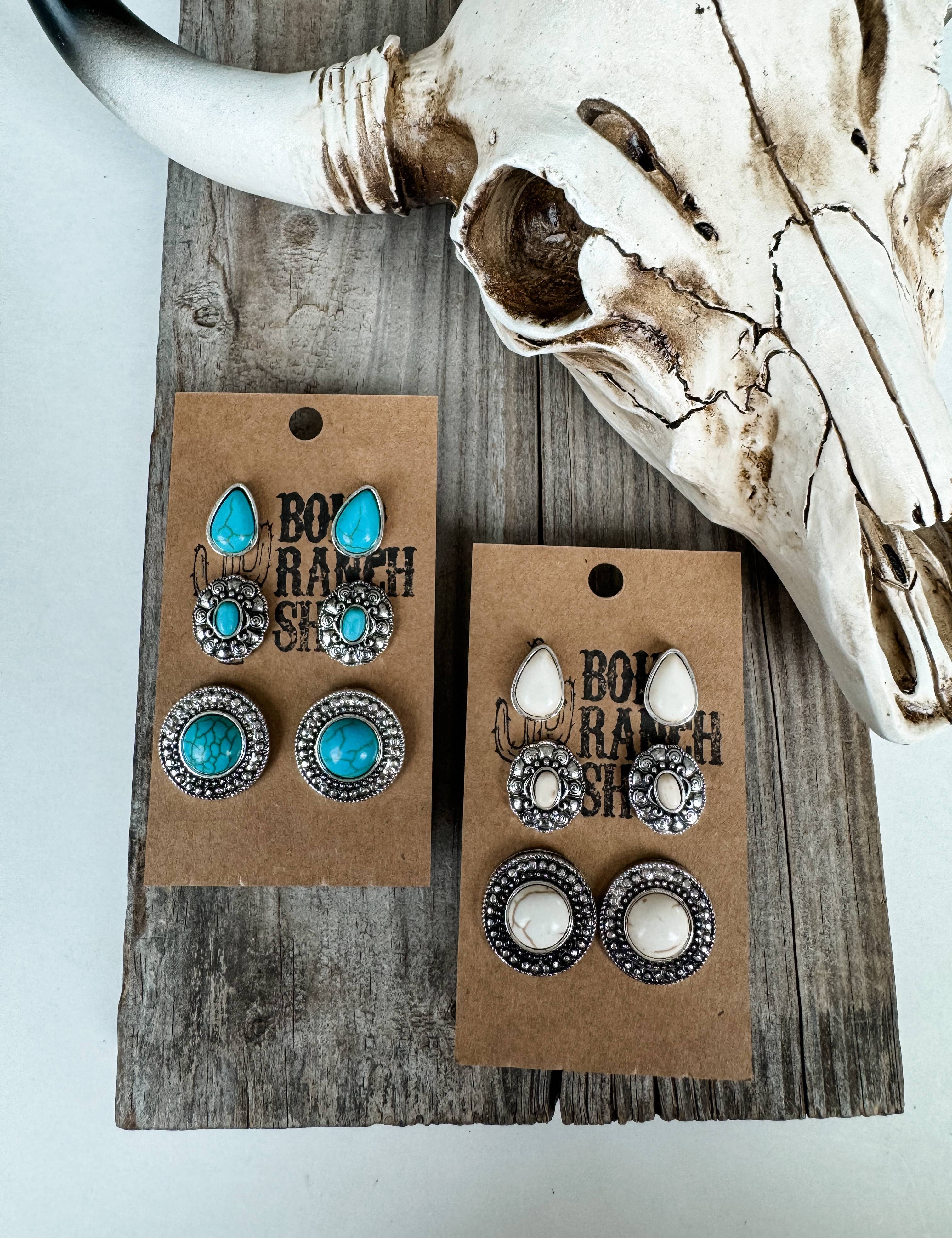 3 Pair Western Earring Set