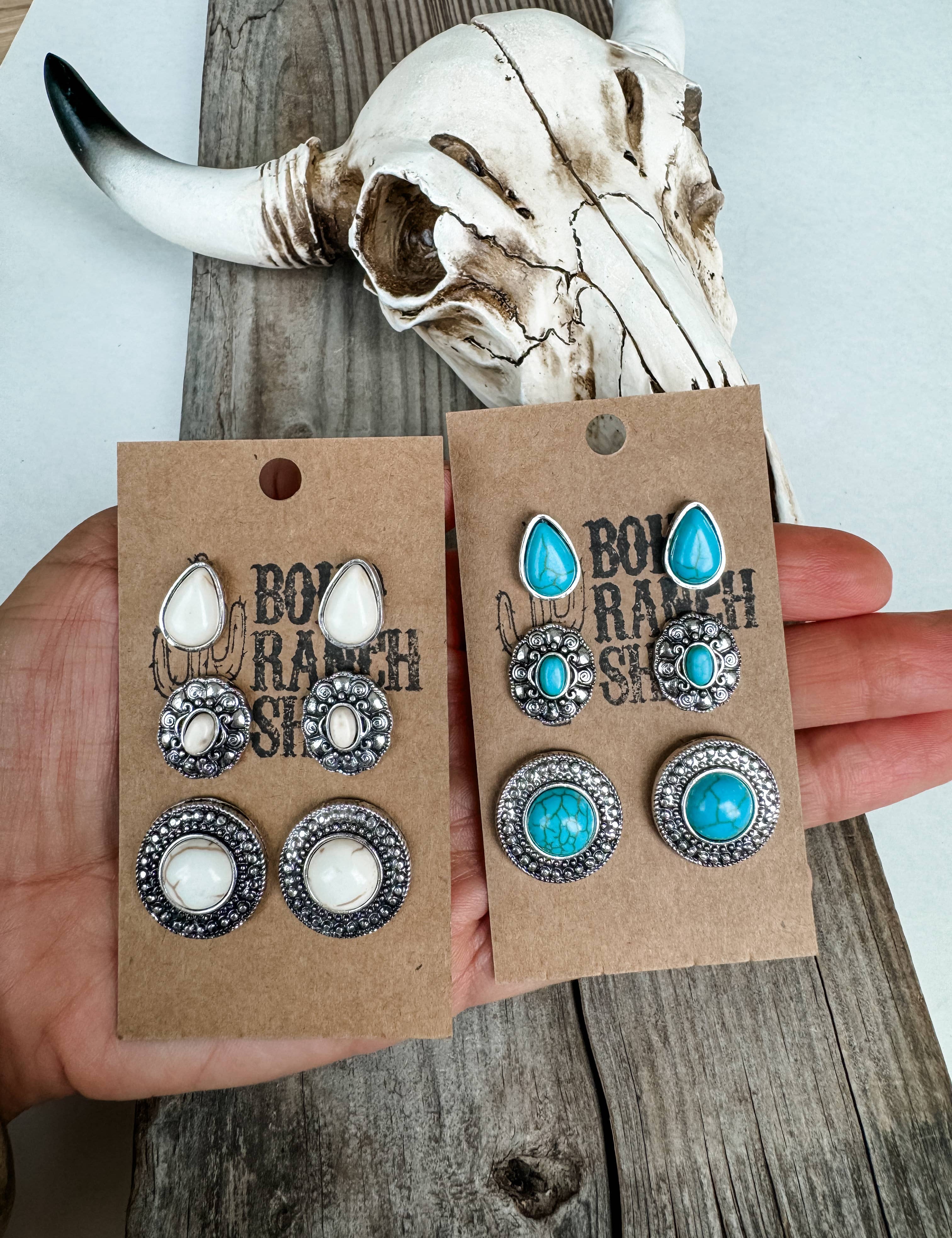 3 Pair Western Earring Set