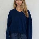 Chloe Cozy V-Neck Sweater in Pink