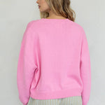 Chloe Cozy V-Neck Sweater in Pink