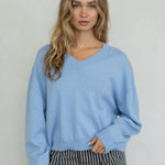 Chloe Cozy V-Neck Sweater in Pink