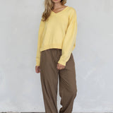 Chloe Cozy V-Neck Sweater in Pink