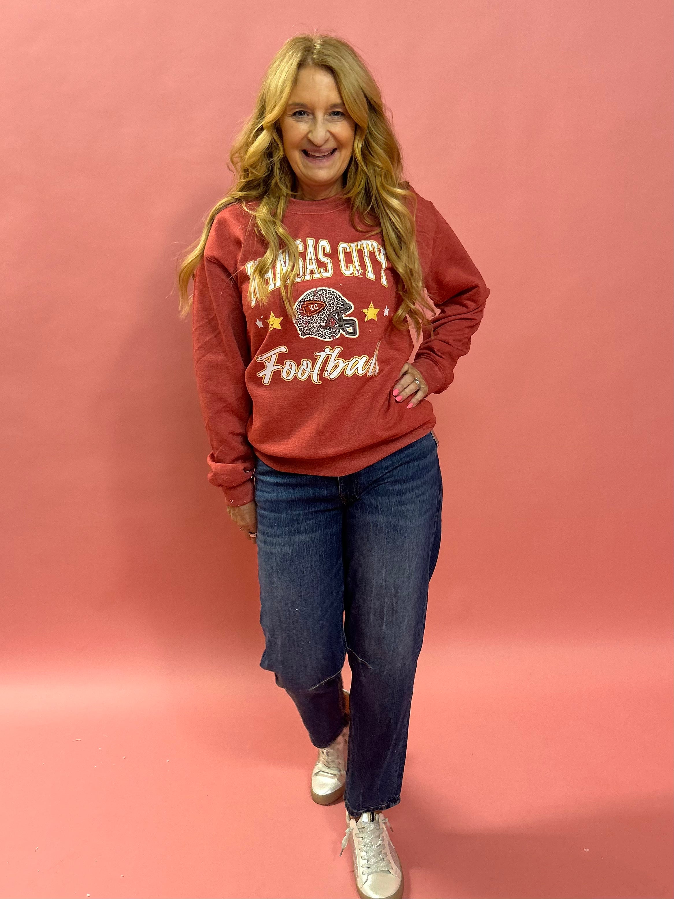 Vintage Red Vintage KC Football Sweatshirt in Red