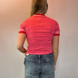 Blush Stripes Round Neck Sweater Top