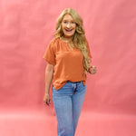 Breezy Days Cotton Gauze Top in Rust