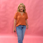 Breezy Days Cotton Gauze Top in Rust