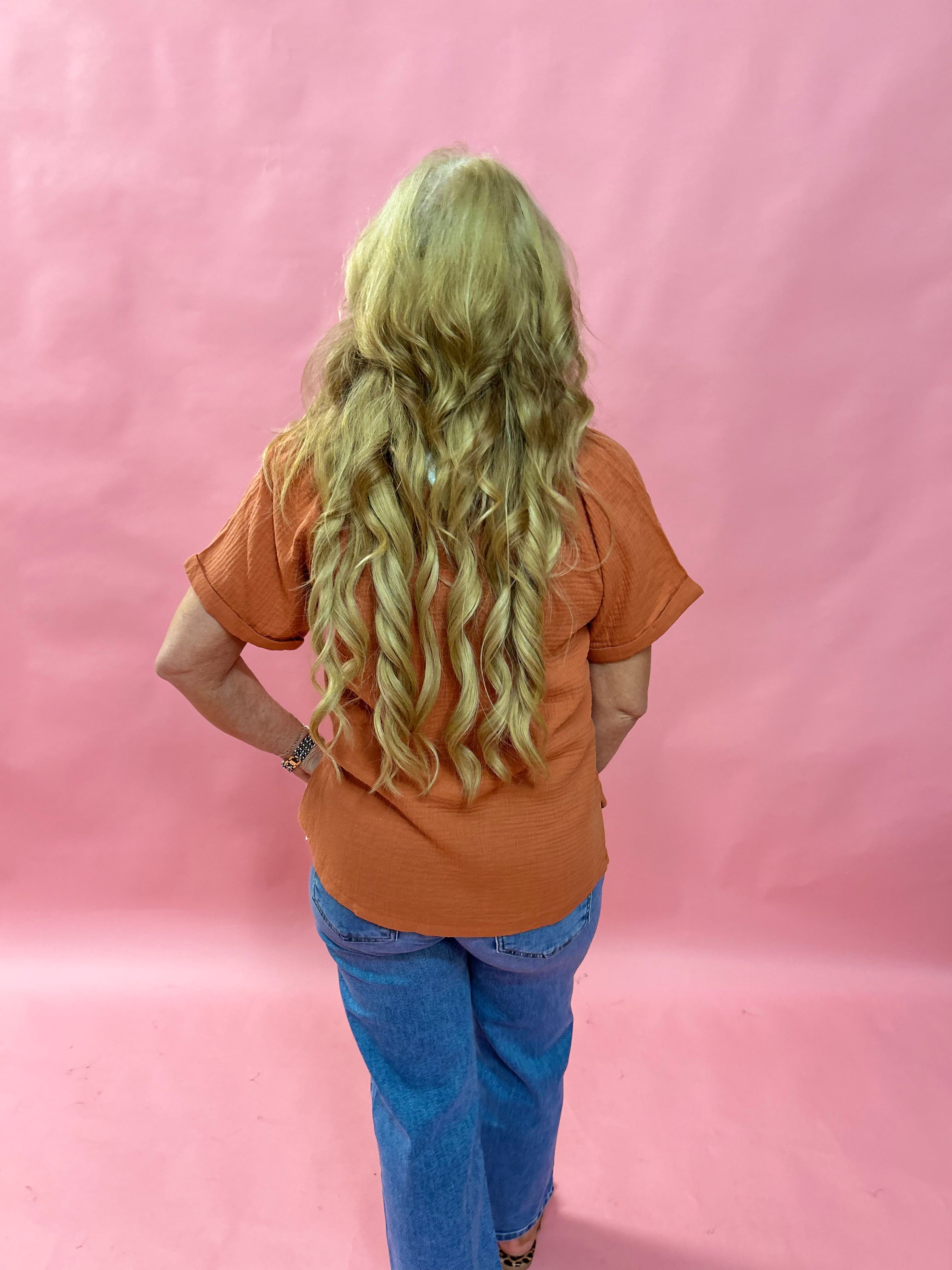 Breezy Days Cotton Gauze Top in Rust