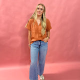 Breezy Days Cotton Gauze Top in Rust
