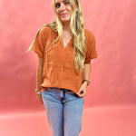 Breezy Days Cotton Gauze Top in Rust