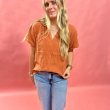 Breezy Days Cotton Gauze Top in Rust