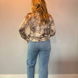 Brown Python Button Down Blouse