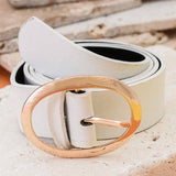 Classic Oval Buckle Leather Belt