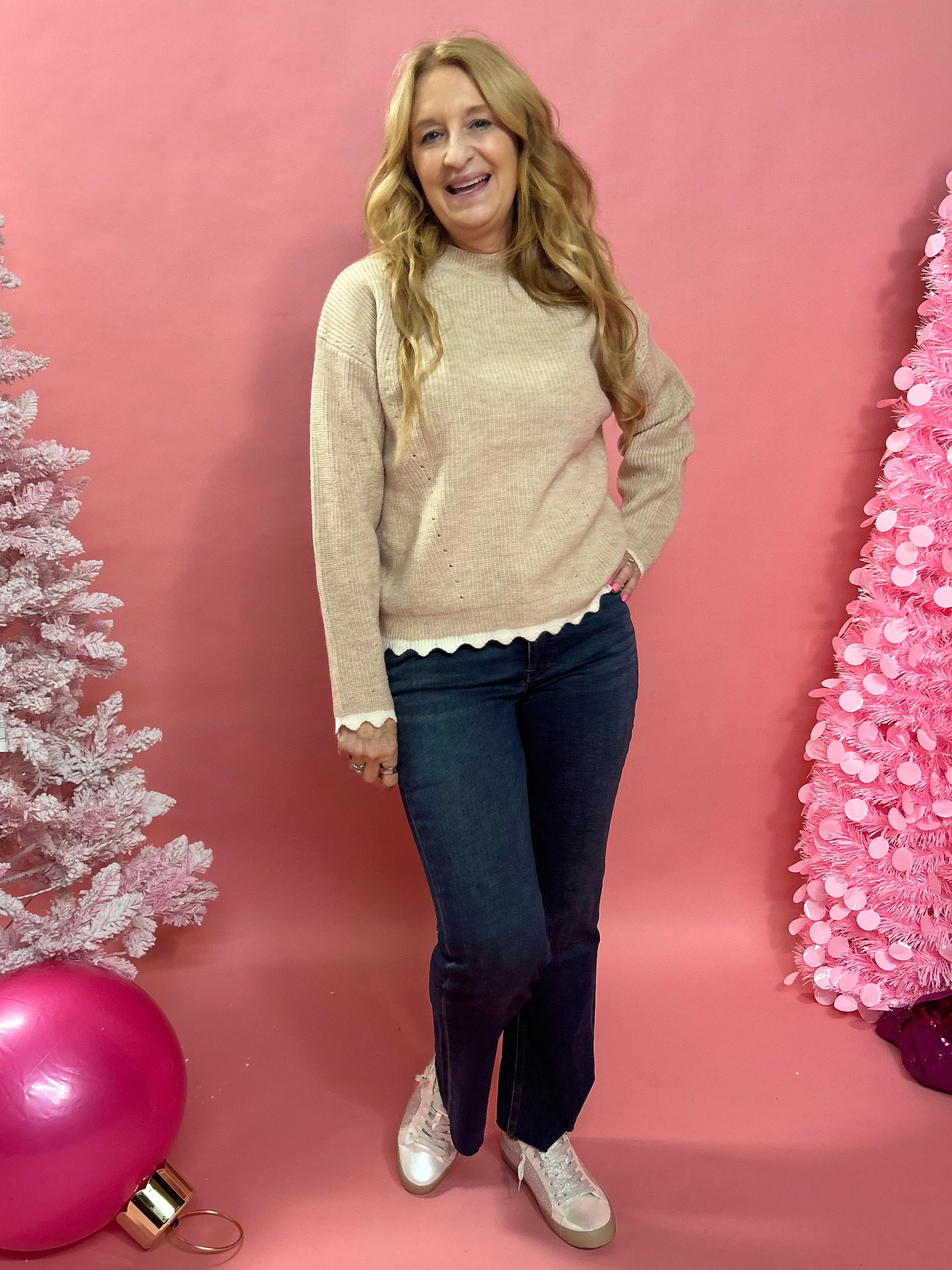 Clever One Knit Pullover Sweater in Taupe