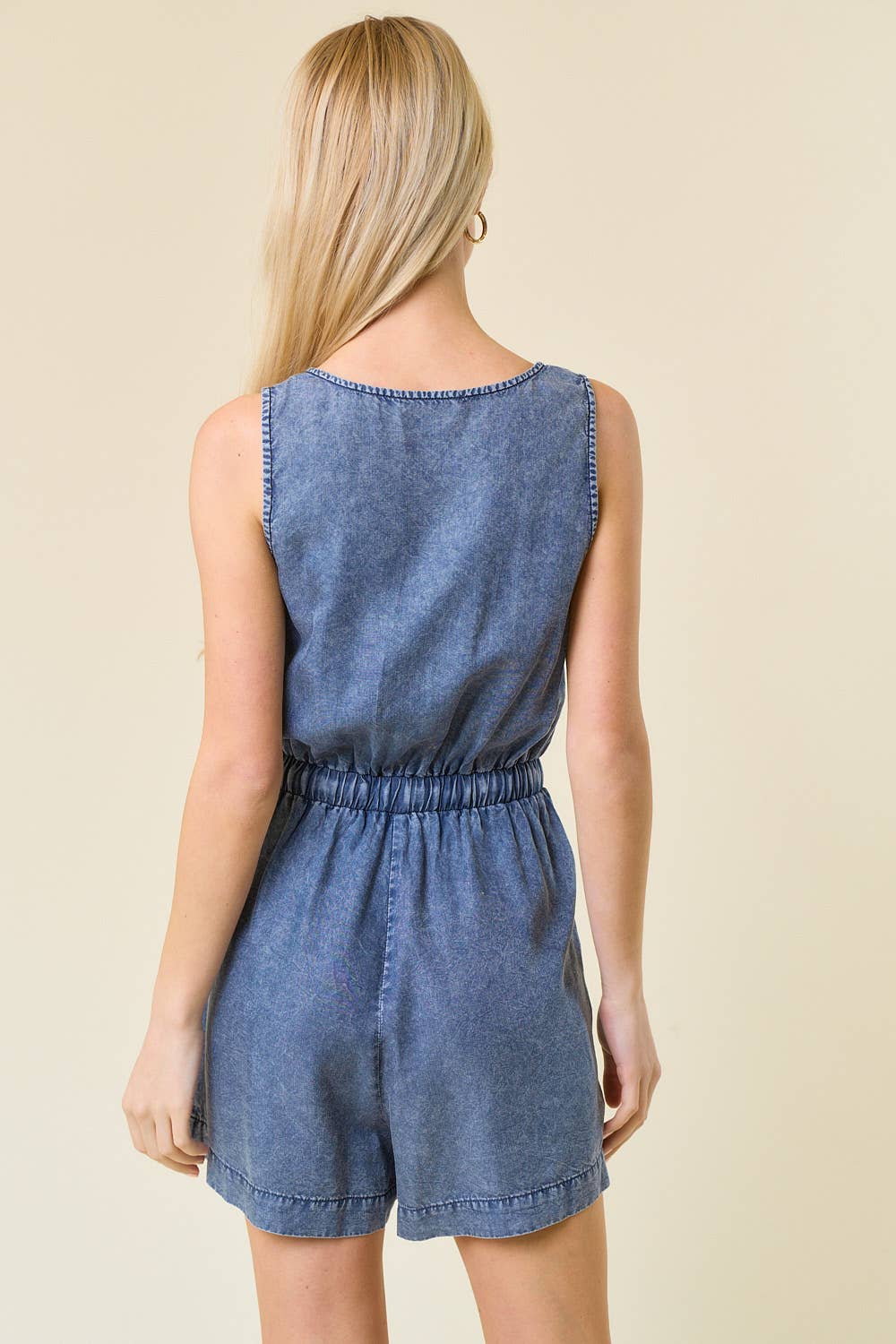 Concert Ready Tencel Denim Henley Romper