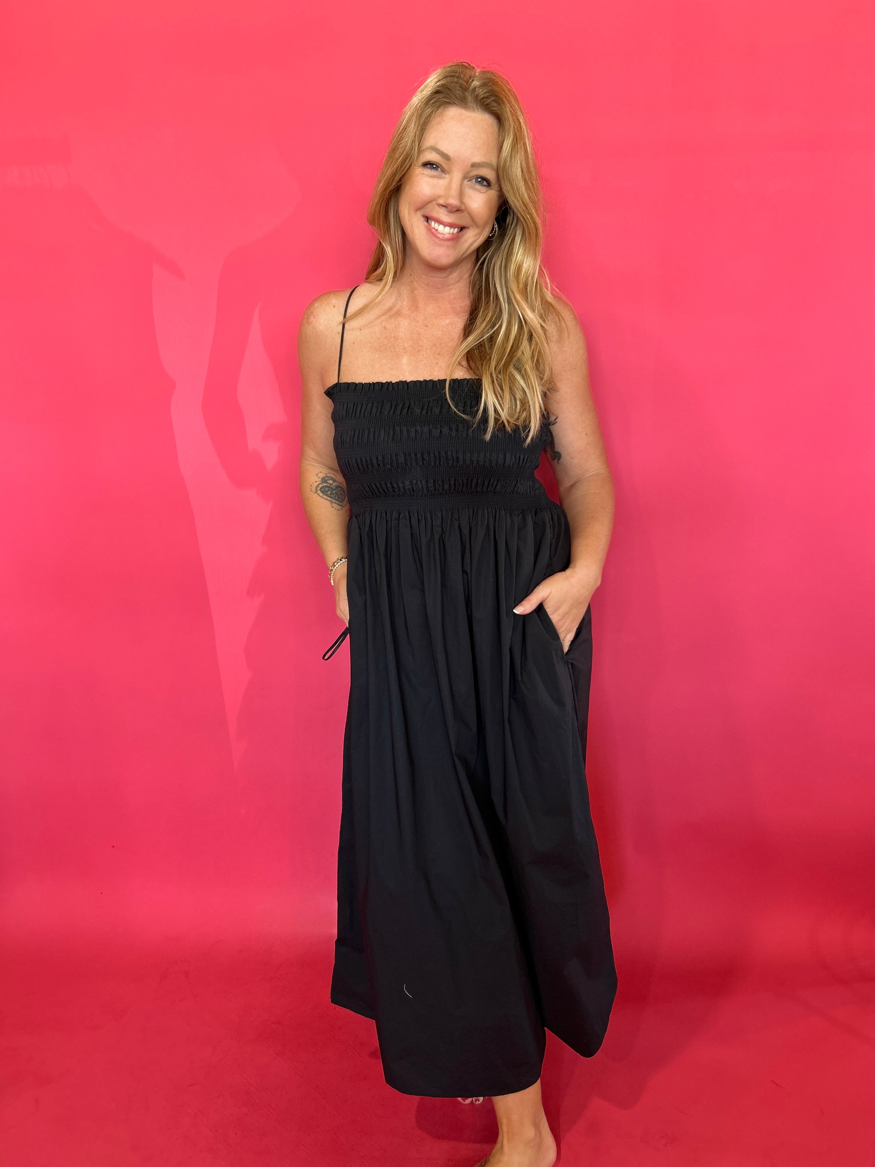 Cornelia Poplin Maxi Dress in Black (ZSupply)