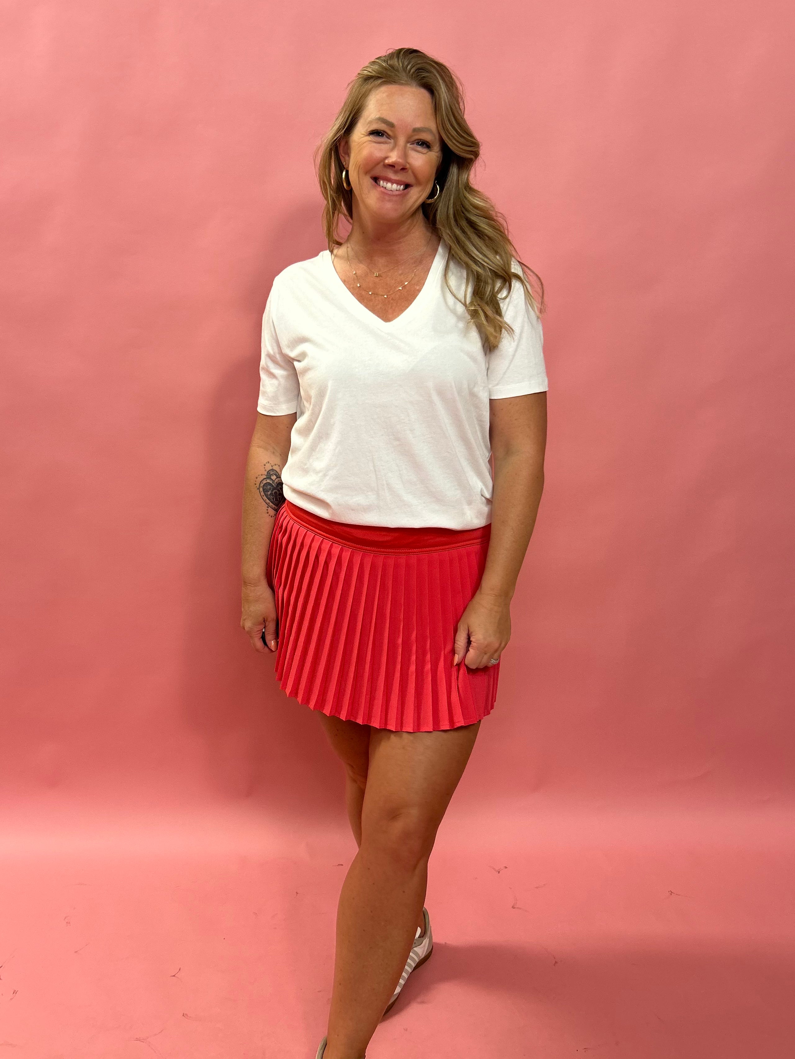Court Crush Pleated Skort in Coral