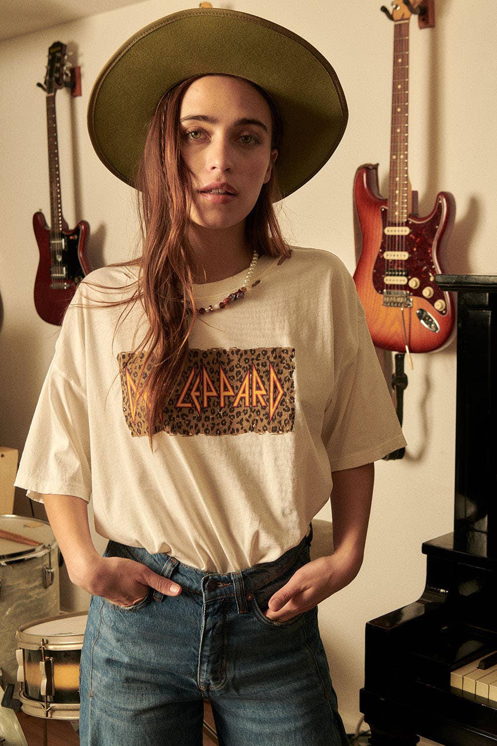 Def Leppard Leopard Print Oversized Graphic Tee