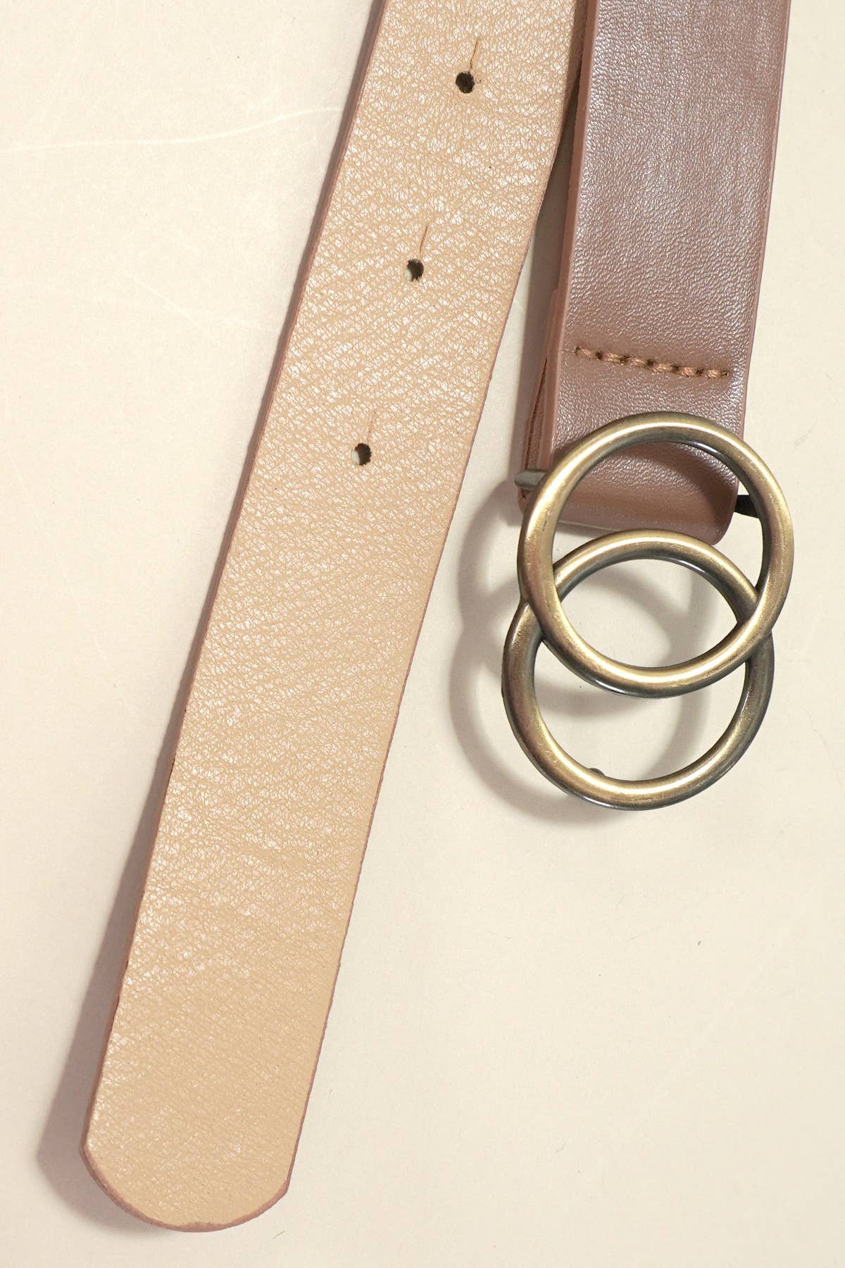 Double O Buckle Faux Leather Belt
