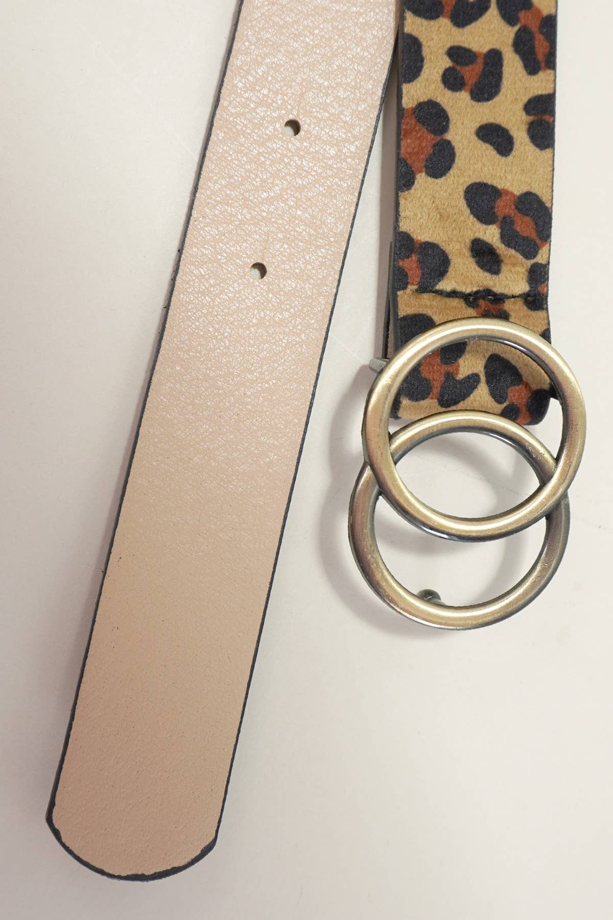 Double O Buckle Faux Leather Belt