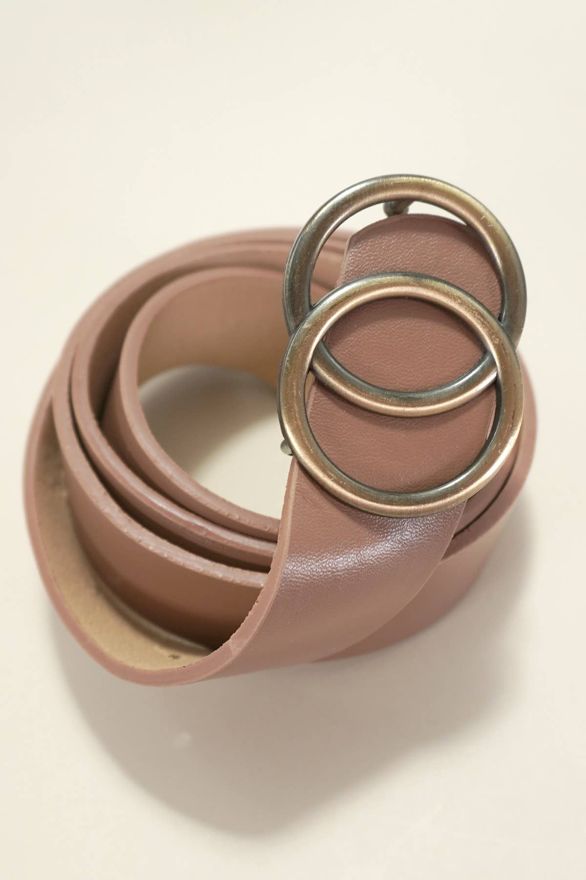 Double O Buckle Faux Leather Belt
