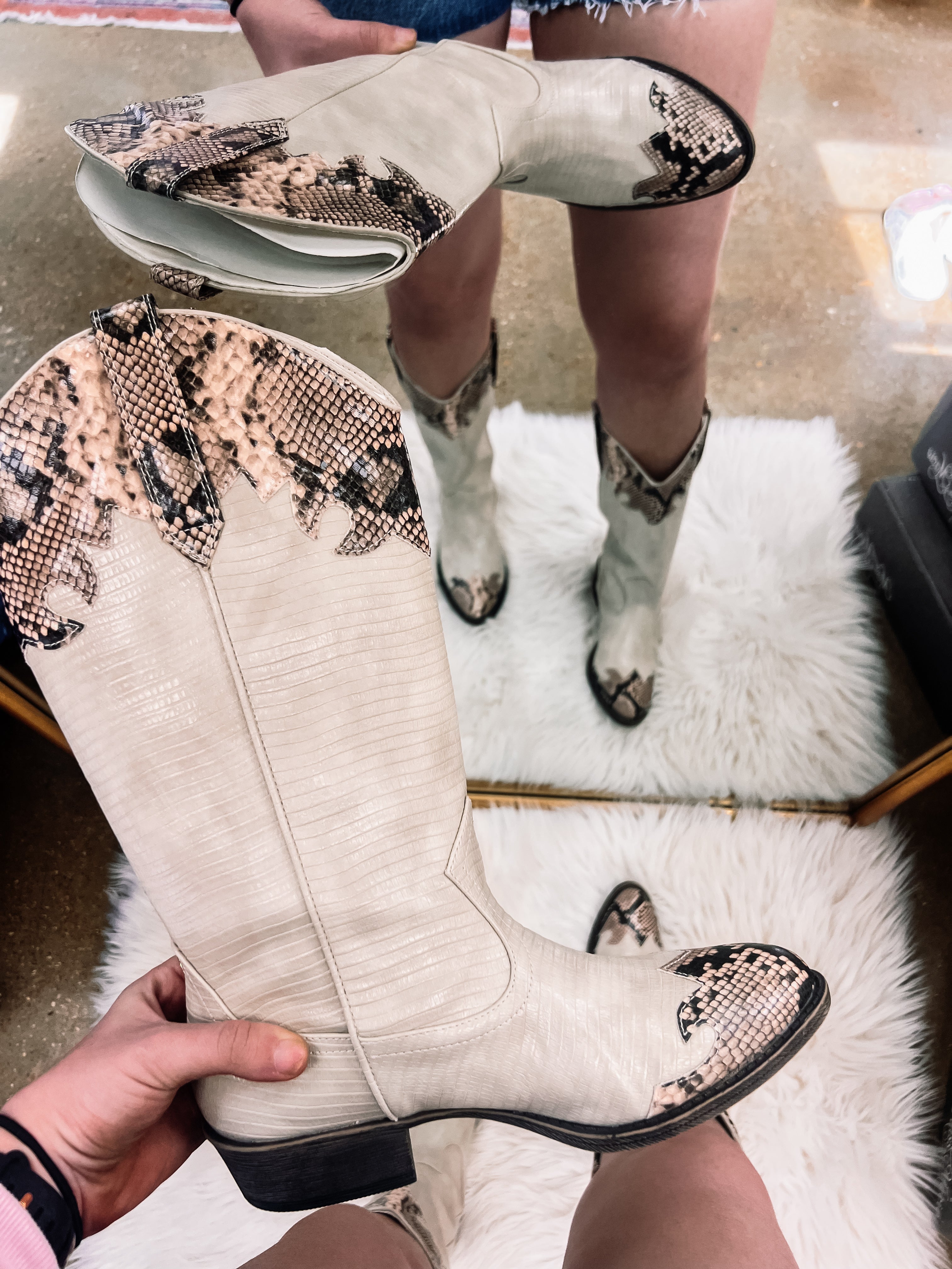 Dutton Western Boot in Ivory