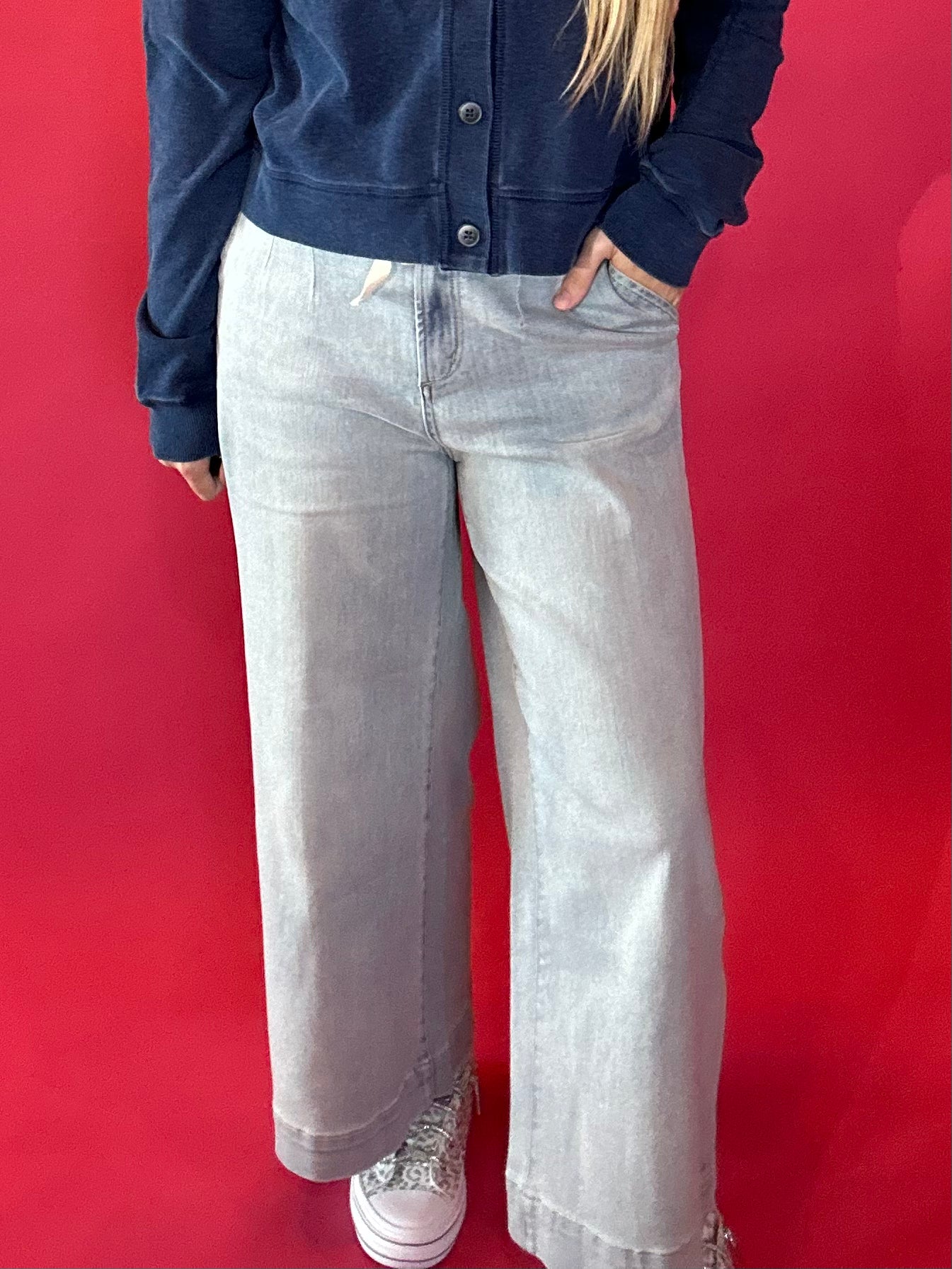 Easy Street Tie-Front Denim Pants