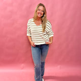 Easy Stripes V-Neck Knit Top
