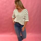 Easy Stripes V-Neck Knit Top