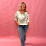Easy Stripes V-Neck Knit Top