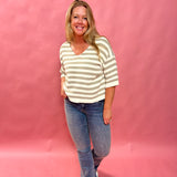 Easy Stripes V-Neck Knit Top