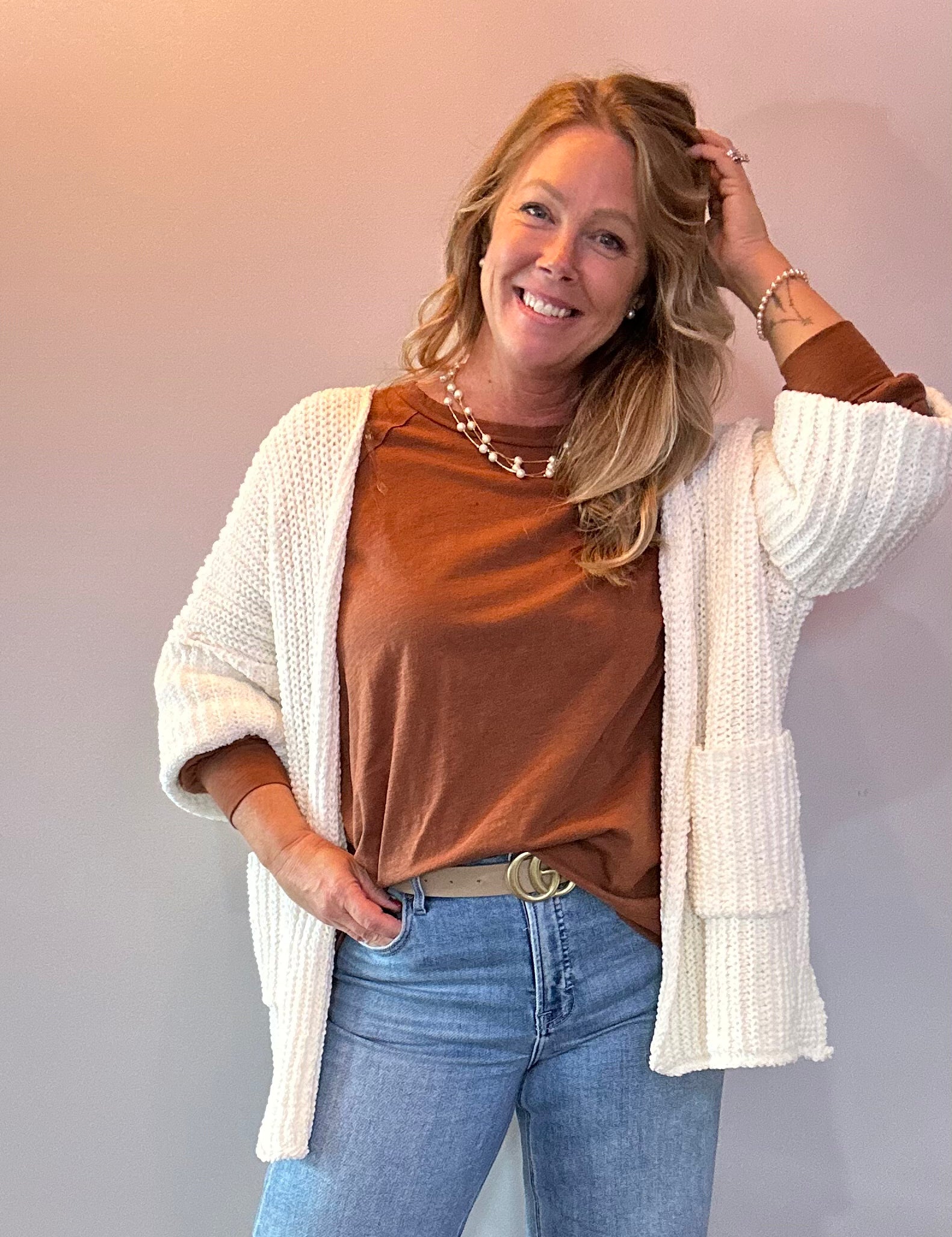 Edge-to-Edge Cozy Cardigan in Cream