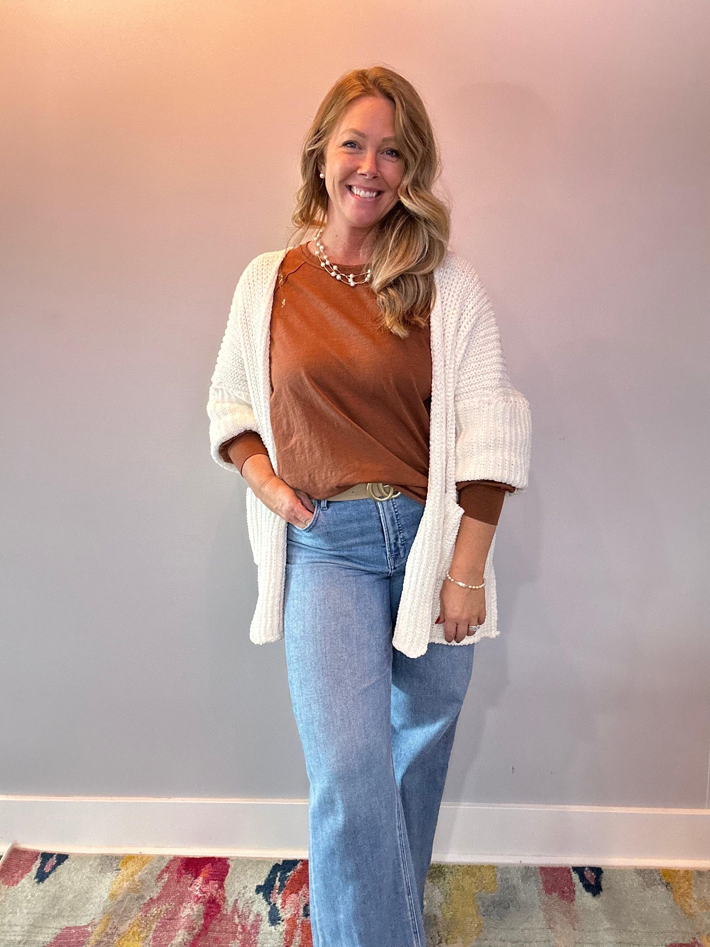 Edge-to-Edge Cozy Cardigan in Cream