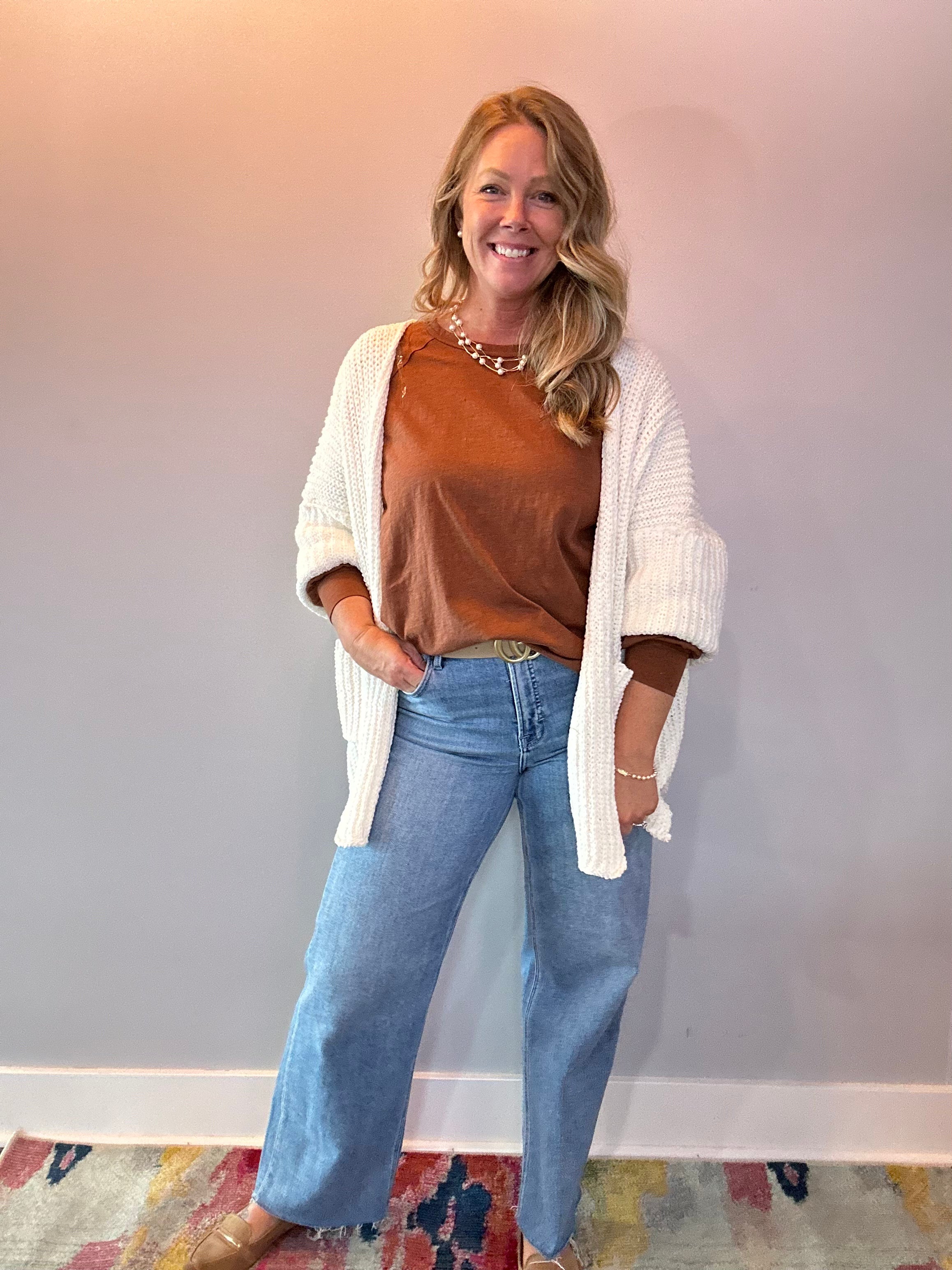 Edge-to-Edge Cozy Cardigan in Cream