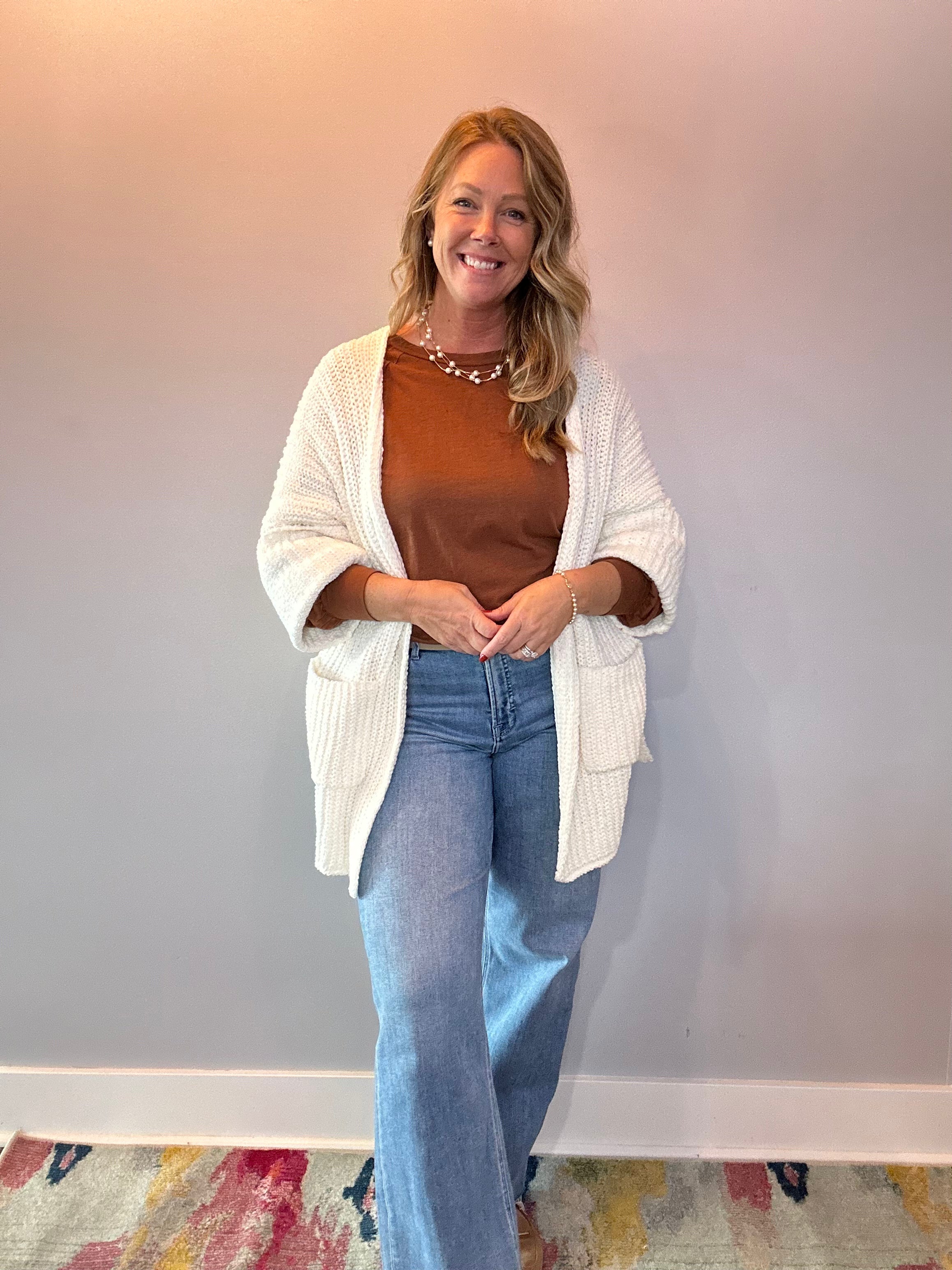 Edge-to-Edge Cozy Cardigan in Cream