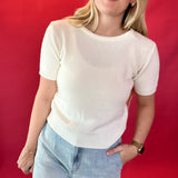 Effortless Days Knit Short Sleeve Sweater in White