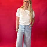 Effortless Days Knit Short Sleeve Sweater in White