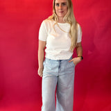 Effortless Days Knit Short Sleeve Sweater in White