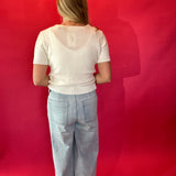 Effortless Days Knit Short Sleeve Sweater in White