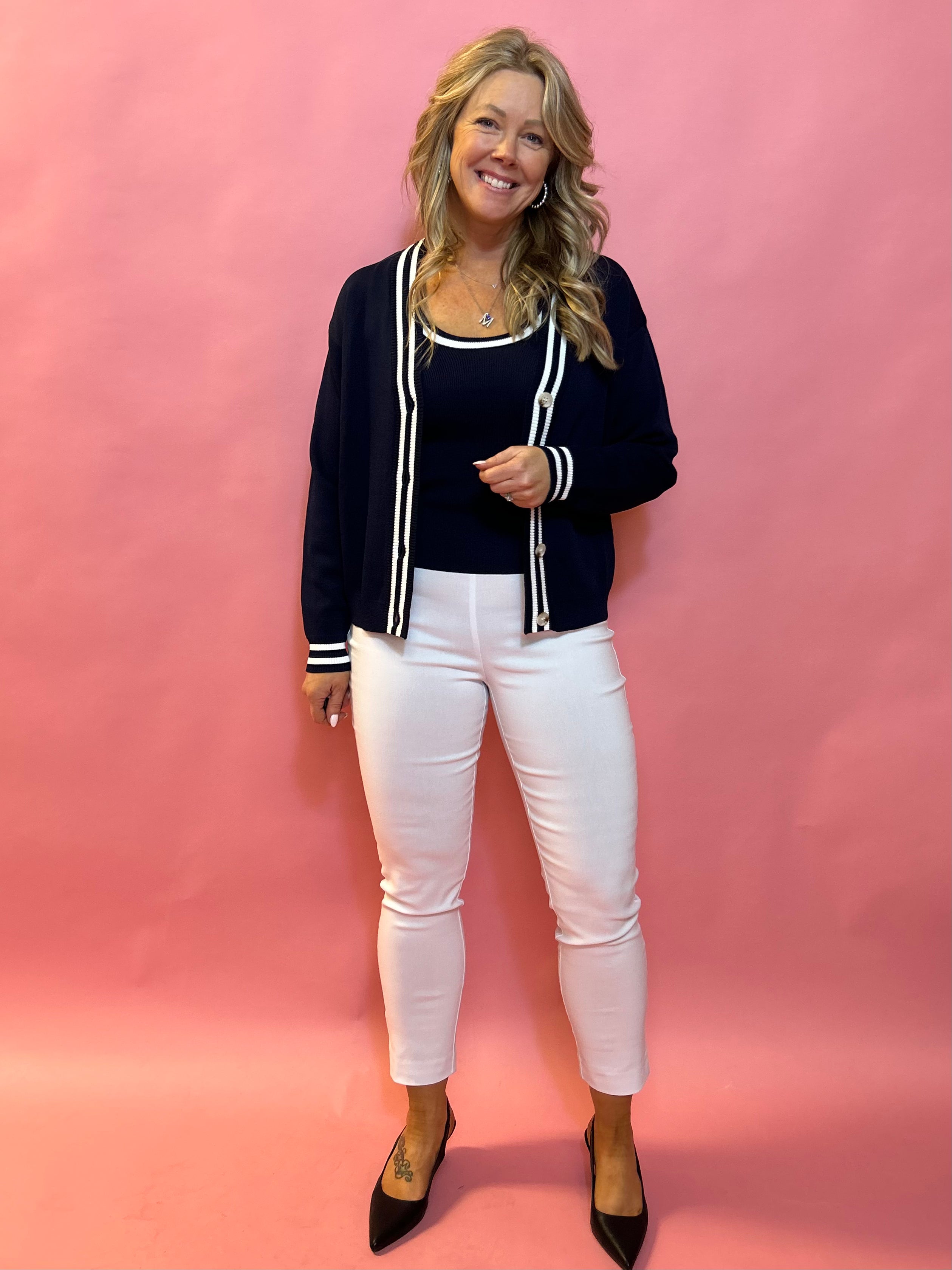 Effortless Edge: Millennium Cropped Flare Pant in White
