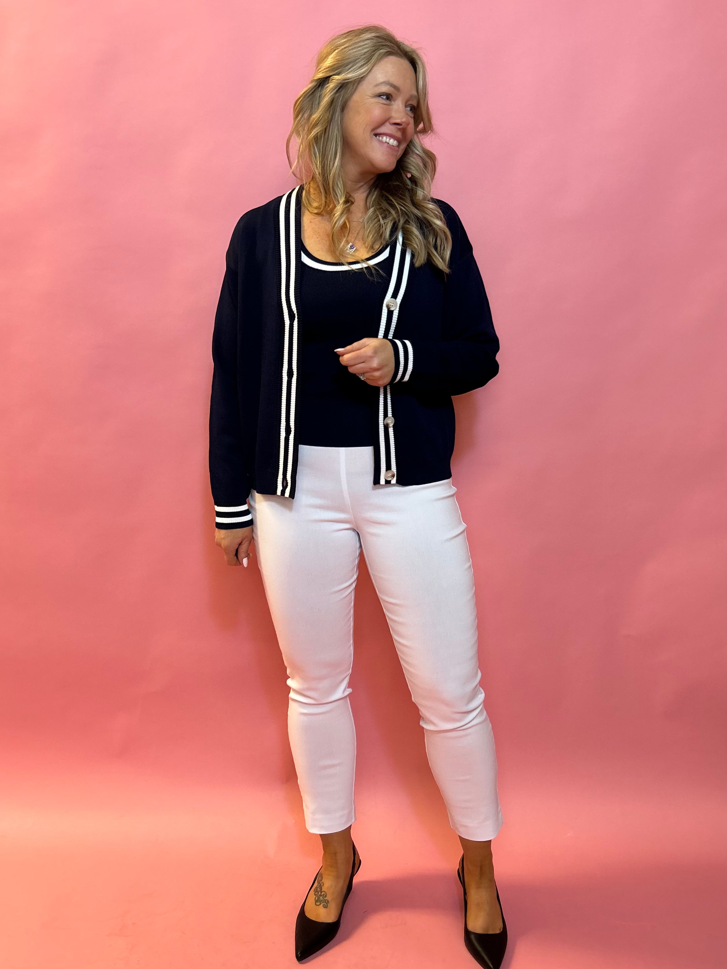 Effortless Edge: Millennium Cropped Flare Pant in White