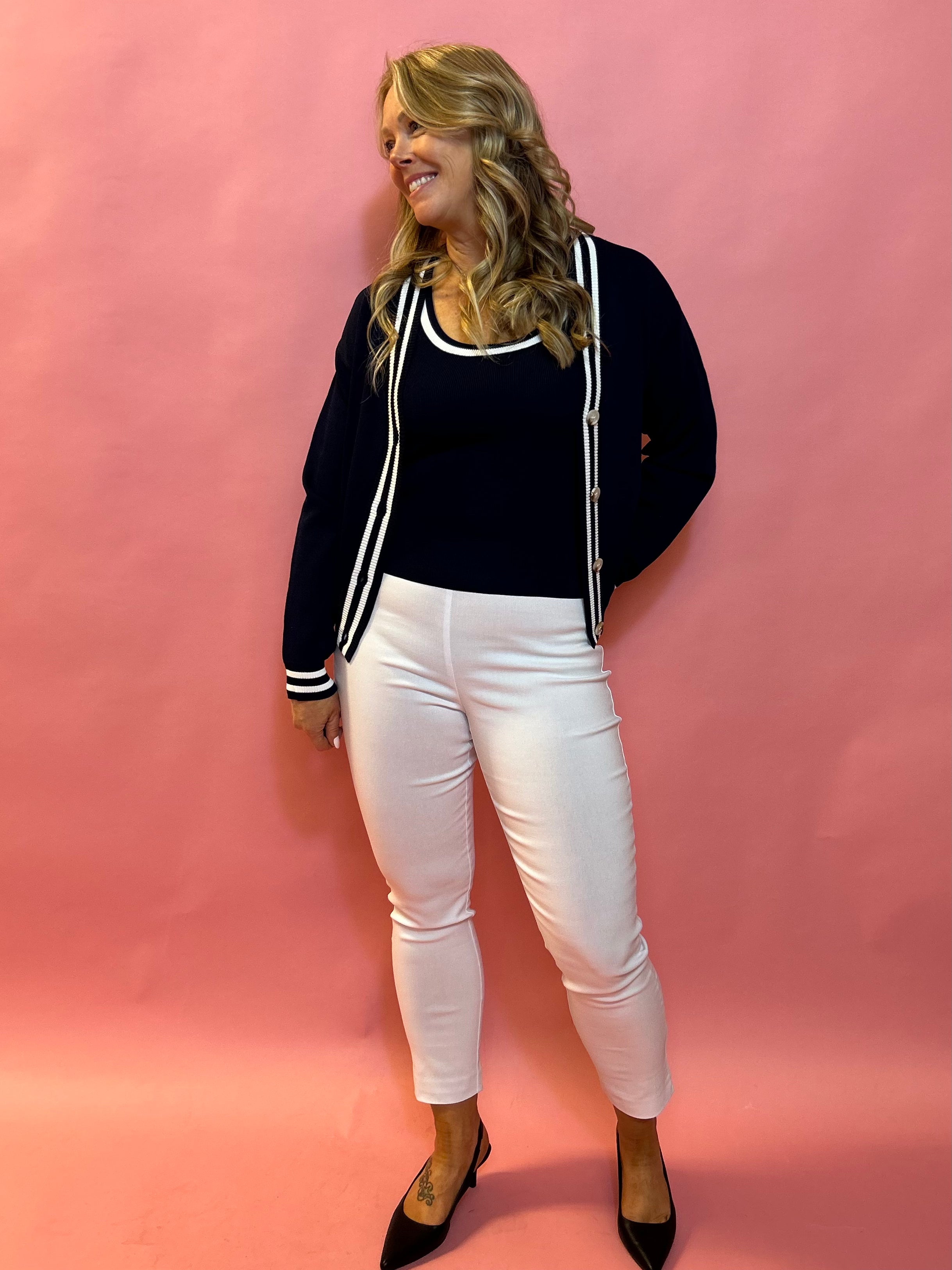 Effortless Edge: Millennium Cropped Flare Pant in White