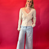 Everyday Cozy Ribbed Button Down in Oatmeal