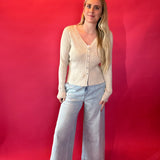 Everyday Cozy Ribbed Button Down in Oatmeal