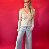 Everyday Cozy Ribbed Button Down in Oatmeal