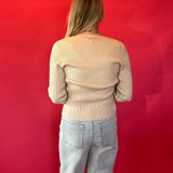 Everyday Cozy Ribbed Button Down in Oatmeal