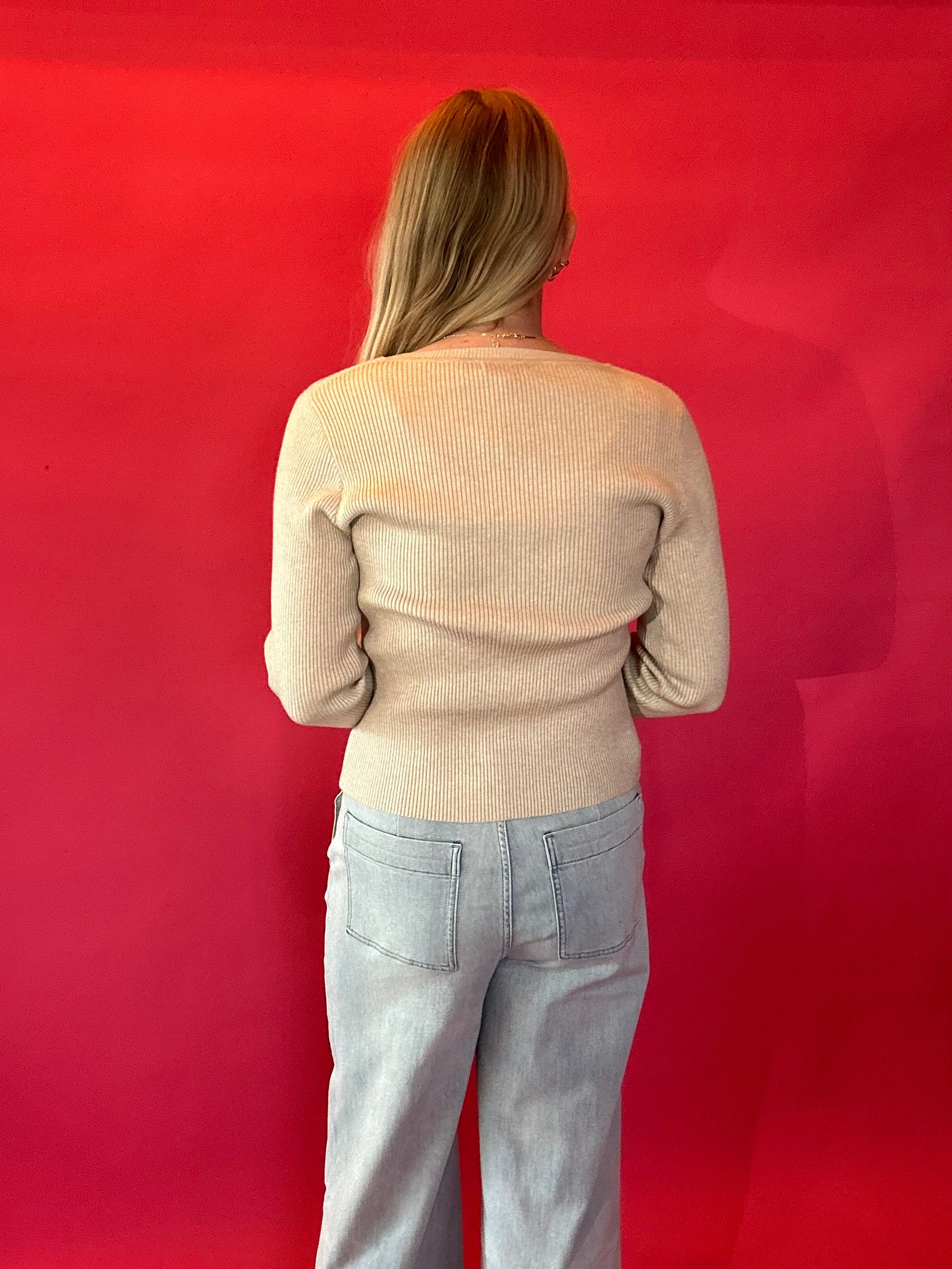 Everyday Cozy Ribbed Button Down in Oatmeal