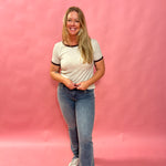 Everyday Ease Contrast Trim Crewneck Top