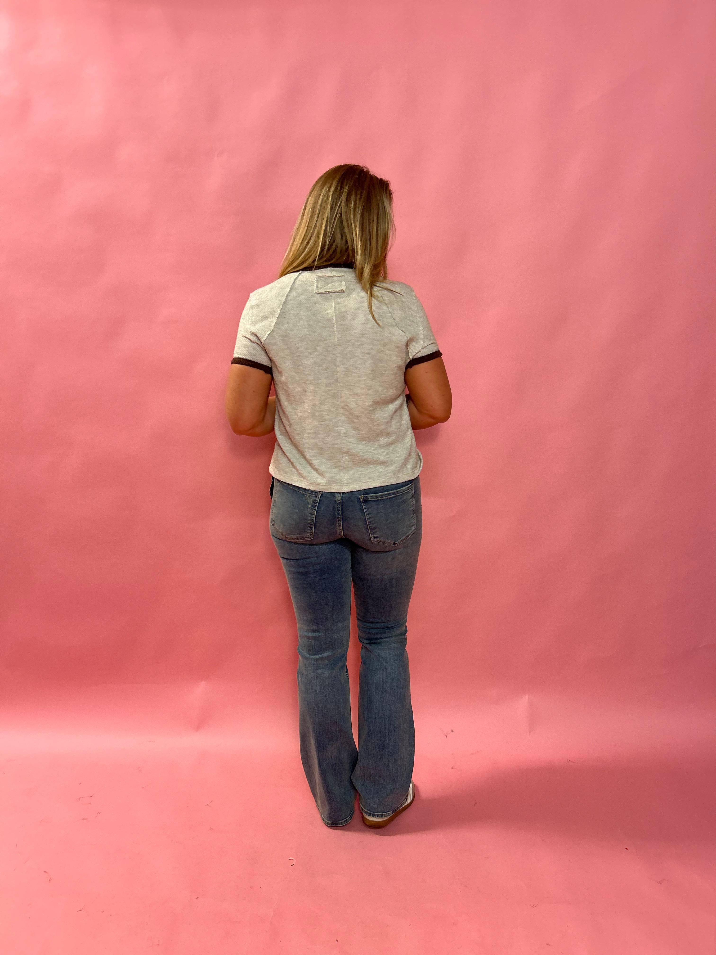 Everyday Ease Contrast Trim Crewneck Top