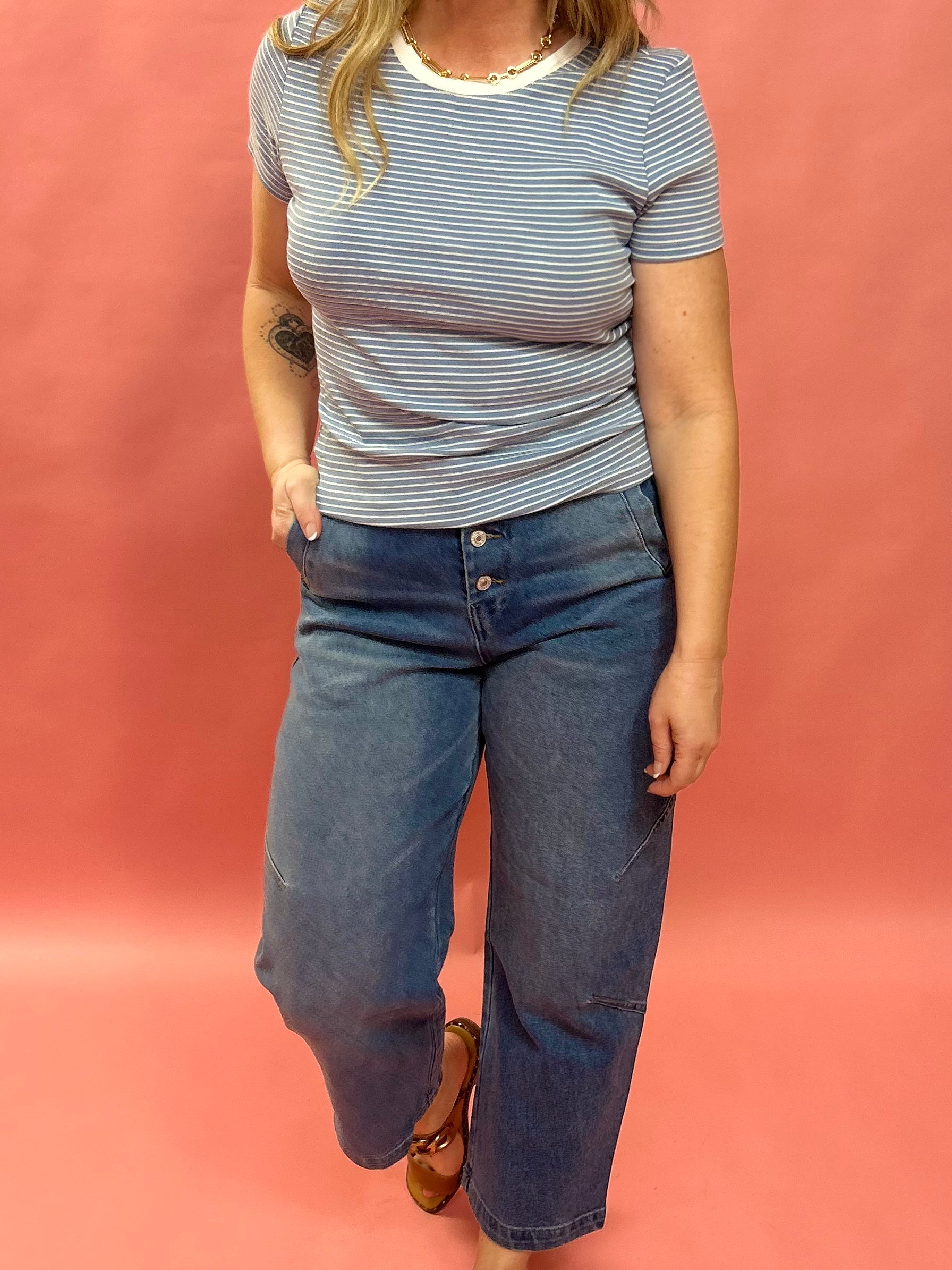 Everyday Stripes: Classic Cotton Tee in Sky
